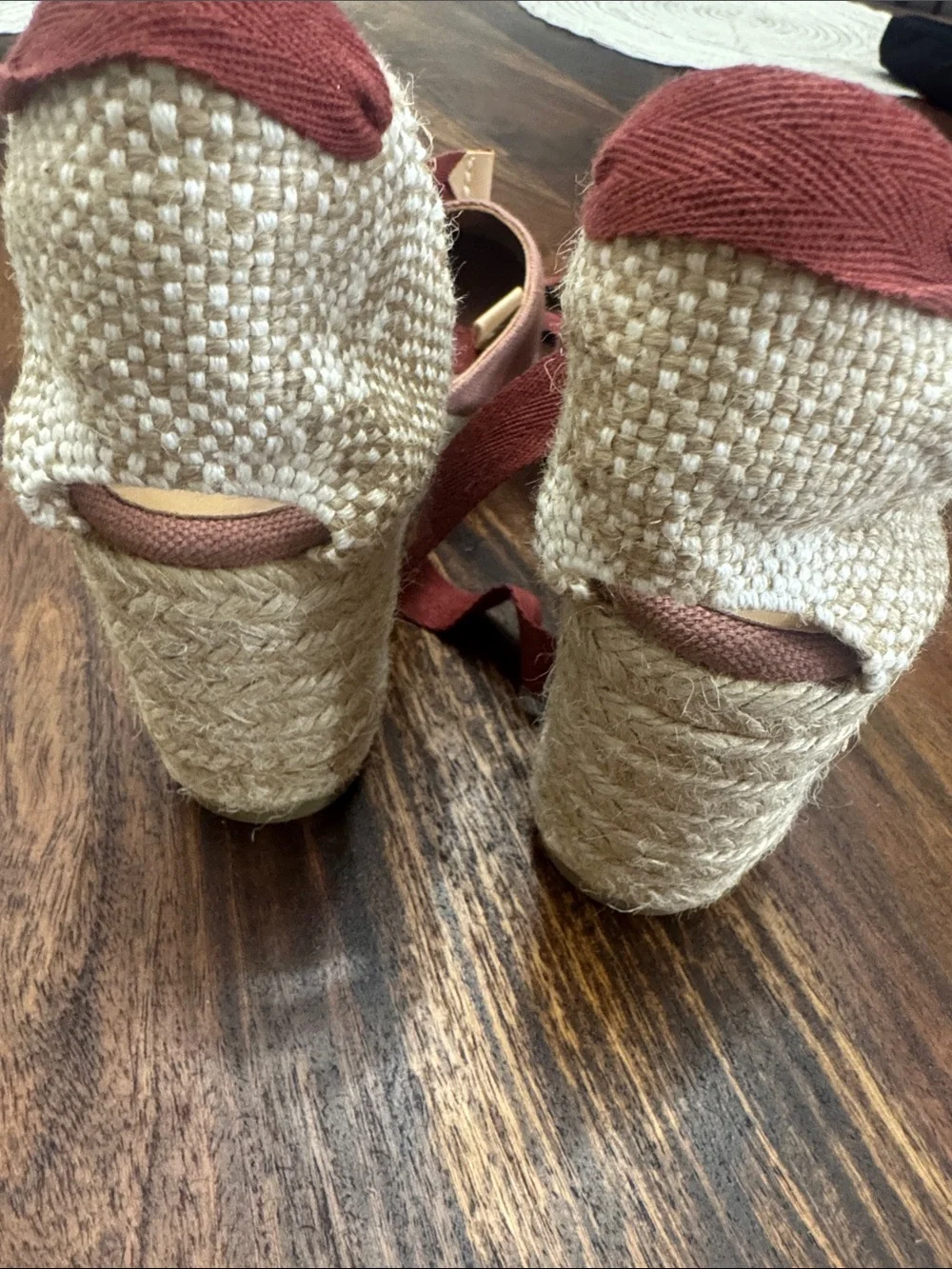 Castaner Rose Canvas Espadrille Wedges with Ankle Ties